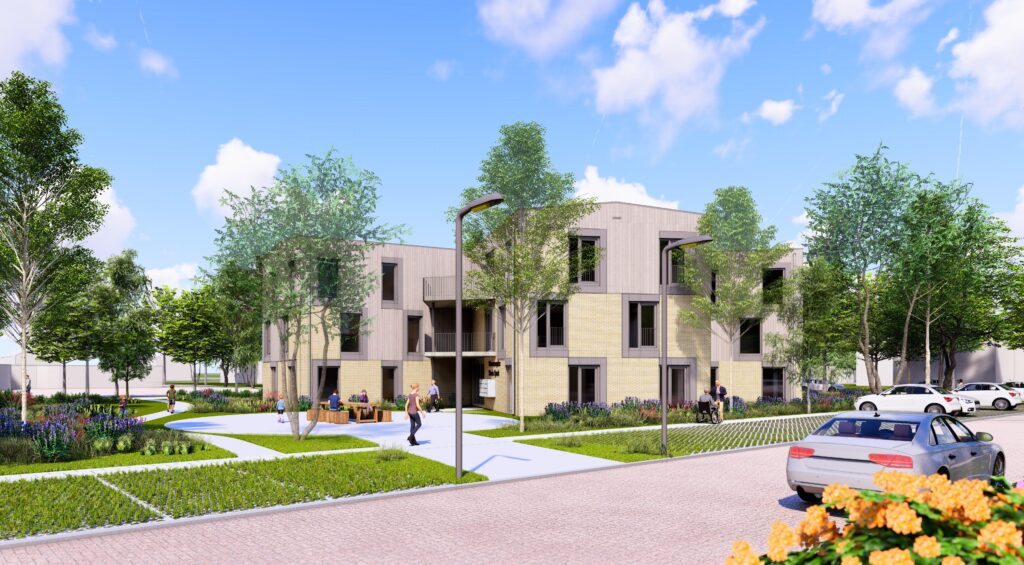 De nieuw te bouwen zorg-locatie van Sprank.