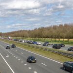 Lange file op A7 richting Drachten door autobrand