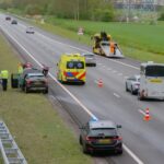 Auto botst op motor op A7 Oudehaske